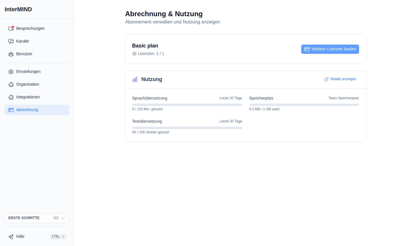 Abrechnungsseite