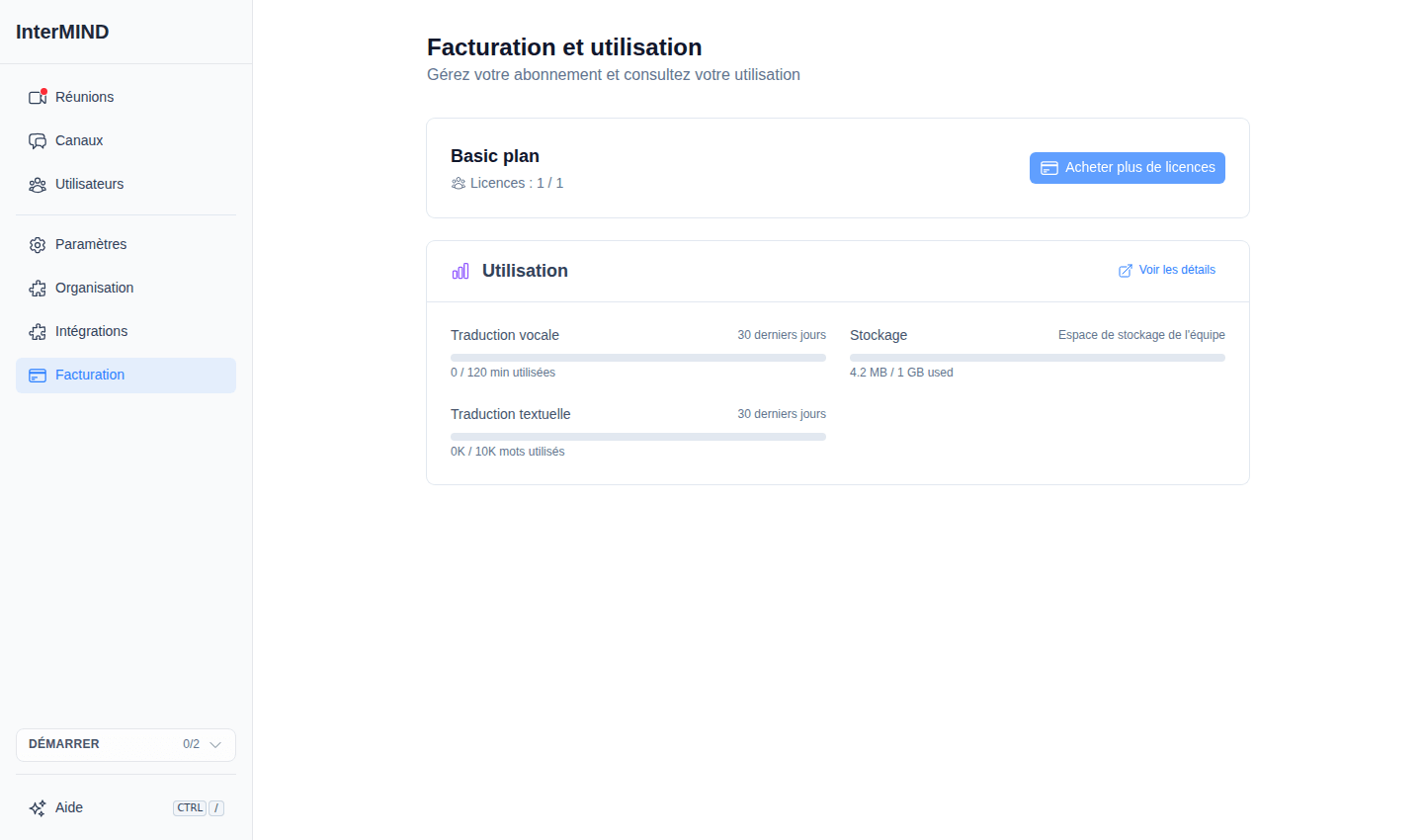 Page de facturation