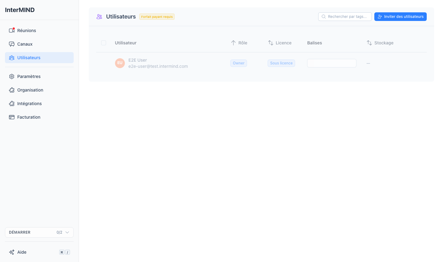 Page Utilisateurs