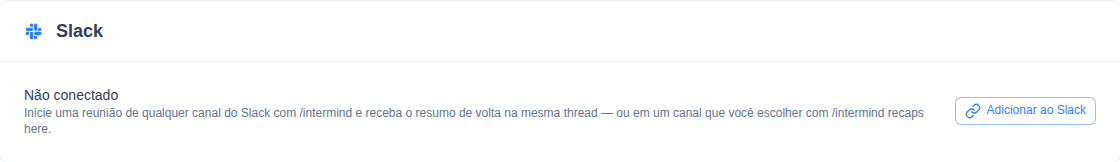 Card do Slack em Integrações