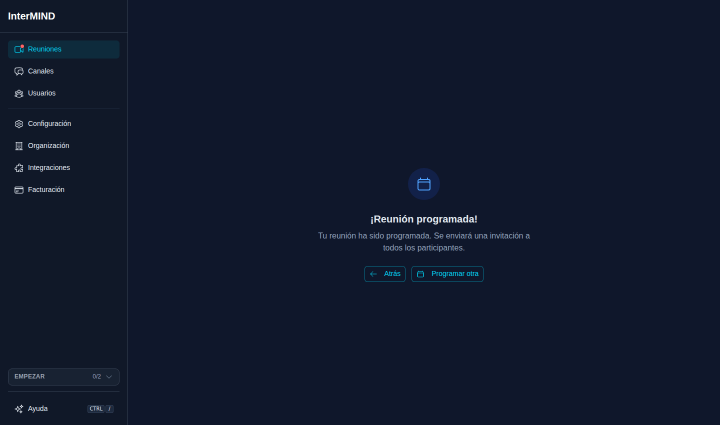 Página de programación con selector de proveedor de calendario