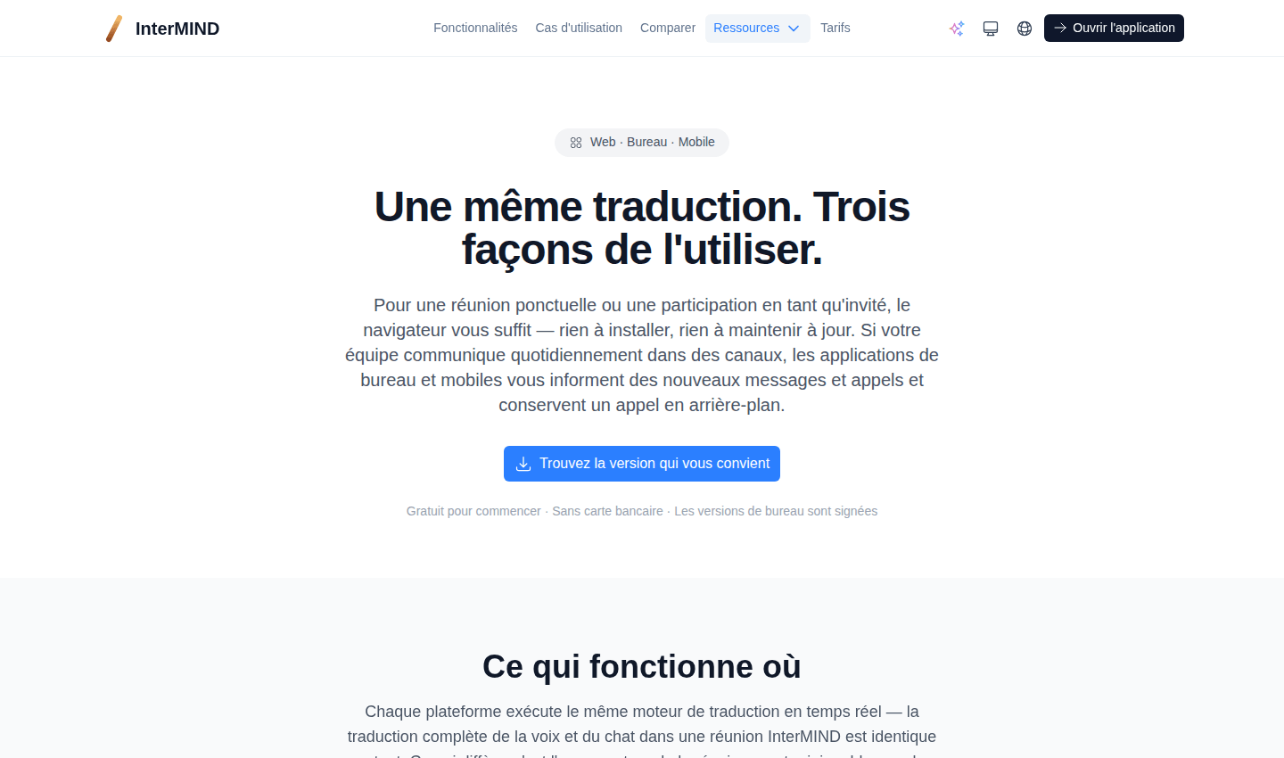 Page de téléchargements — les applications pour ordinateur, mobile et le navigateur