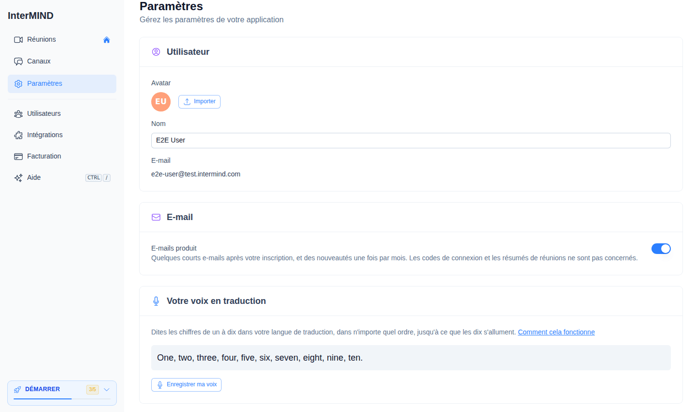 Carte des préférences de l'application — couleurs du thème pour le mode clair et sombre