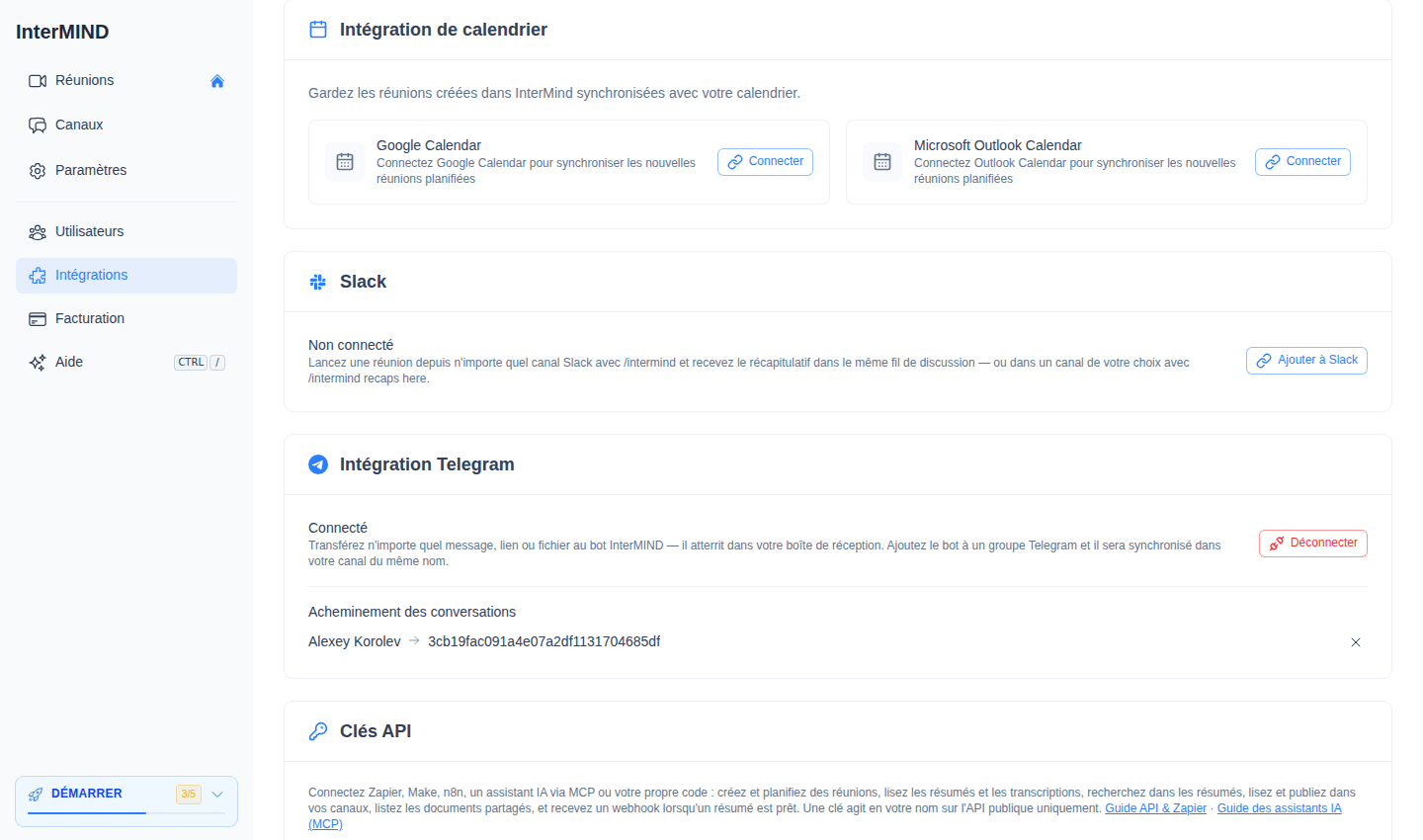Carte Sauvegarde et restauration sur la page Paramètres
