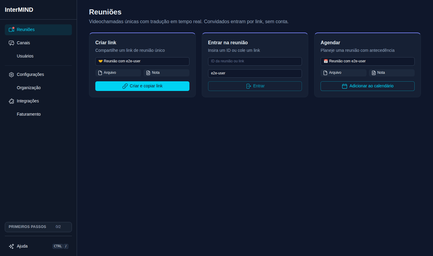 Página de Reuniões