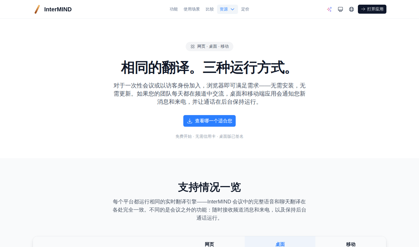 下载页面——适用于桌面、移动设备和浏览器的应用
