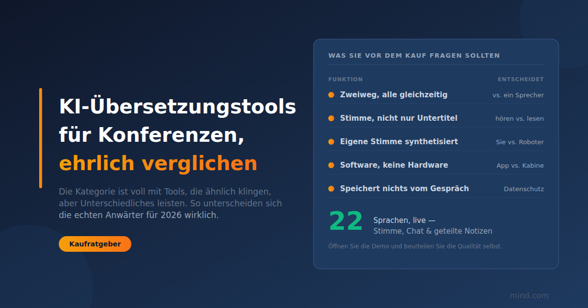Beste KI-Übersetzungstools für Konferenzen und Meetings (2026): ein ehrlicher Vergleich