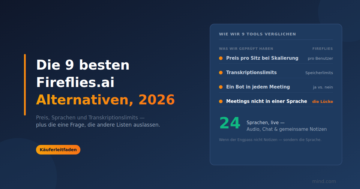 Die 9 besten Fireflies.ai-Alternativen im Jahr 2026 (getestet für mehrsprachige Meetings)