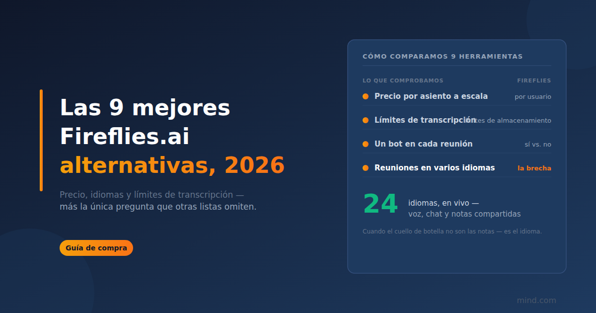 Las 9 mejores alternativas a Fireflies.ai en 2026 (probadas para reuniones multilingües)