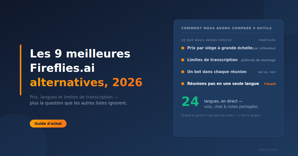 Les 9 meilleures alternatives à Fireflies.ai en 2026 (testées pour les réunions multilingues)