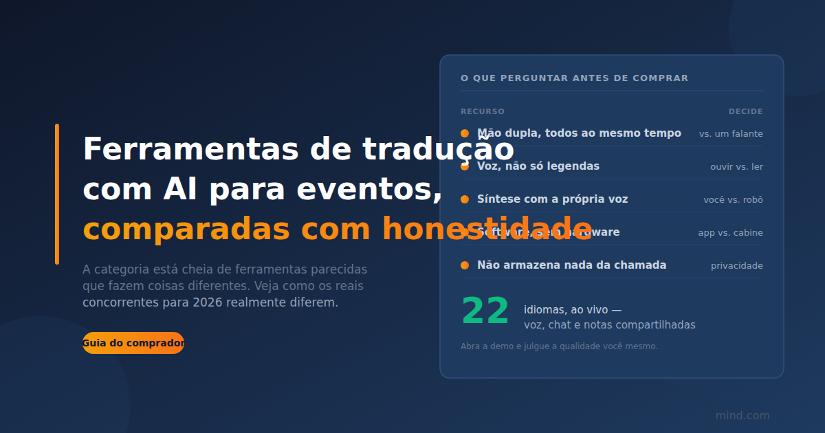 Melhores ferramentas de tradução por IA para conferências e reuniões (2026): uma comparação honesta