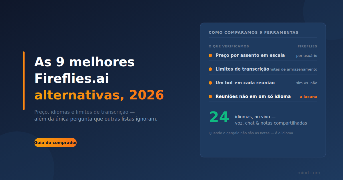 As 9 melhores alternativas ao Fireflies.ai em 2026 (testadas para reuniões multilíngues)