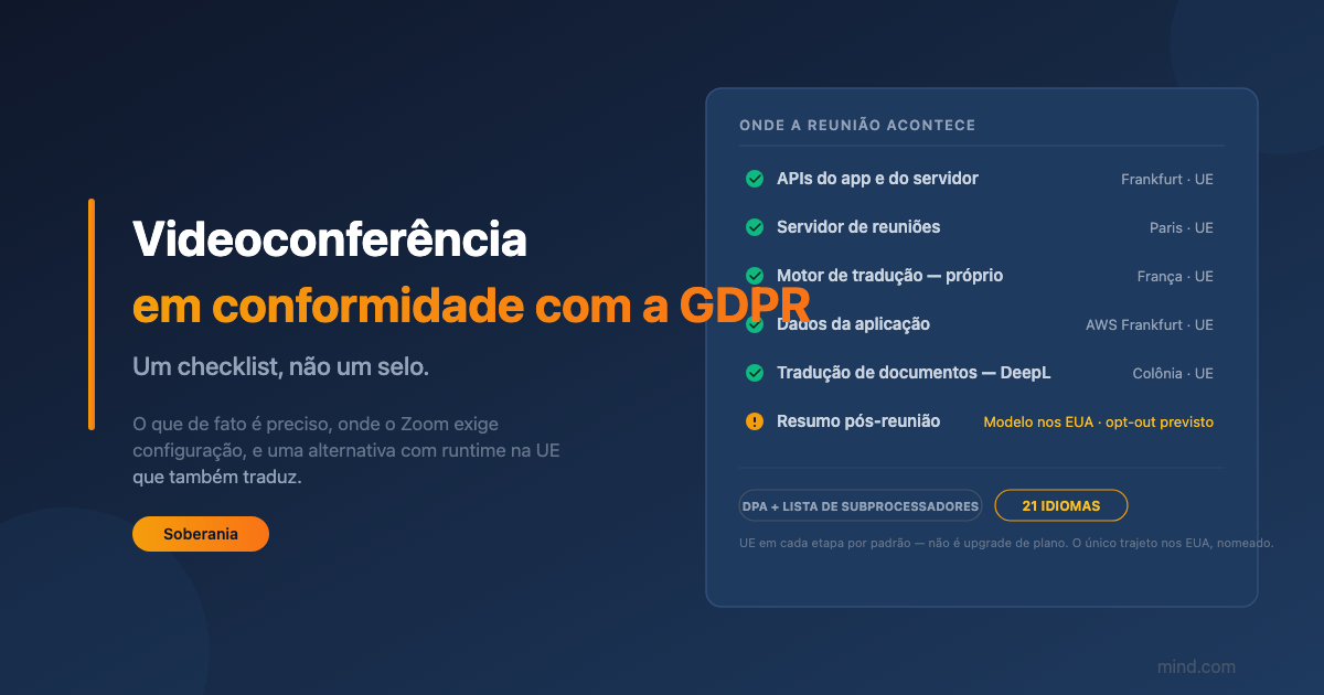 Videoconferência em conformidade com o GDPR: o que realmente é preciso (e uma alternativa ao Zoom que traduz)