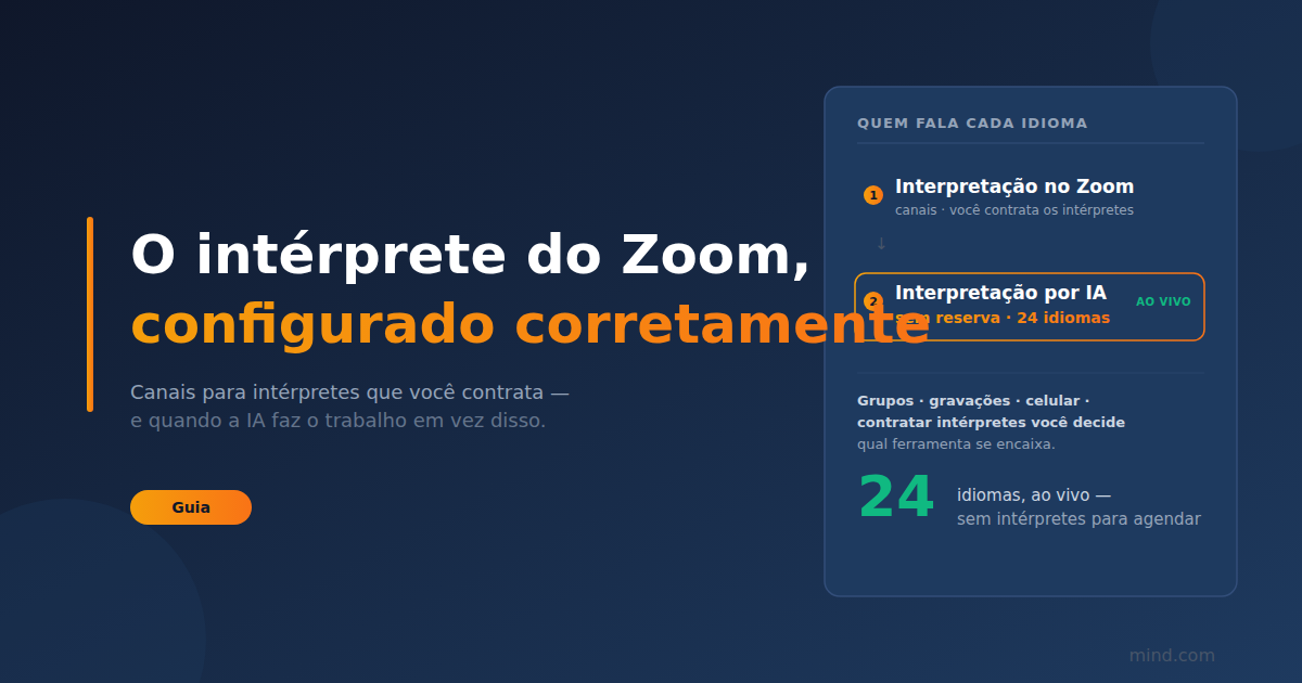 Configuração do intérprete no Zoom: como funciona a Interpretação de Idiomas e quando é a ferramenta errada
