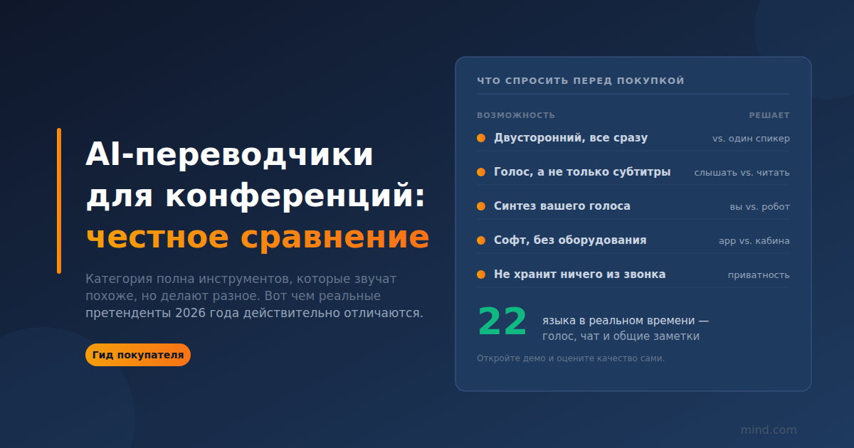 Лучшие инструменты перевода на основе ИИ для конференций и встреч (2026): честное сравнение