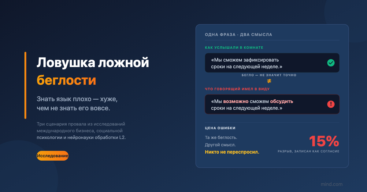 Ловушка ложной беглости: когда "достаточно хороший" английский хуже, чем его полное отсутствие
