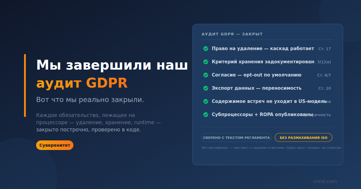 Мы завершили аудит GDPR. Вот что мы фактически закрыли.