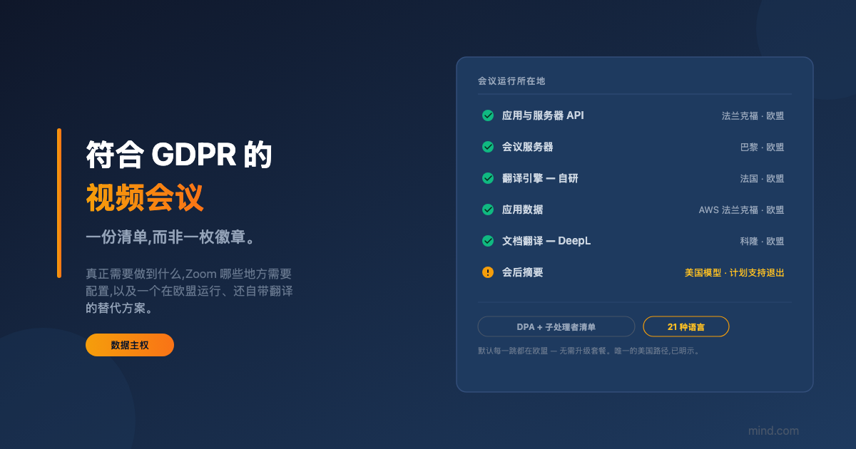 符合 GDPR 的视频会议：实际要求（以及可翻译的 Zoom 替代方案）