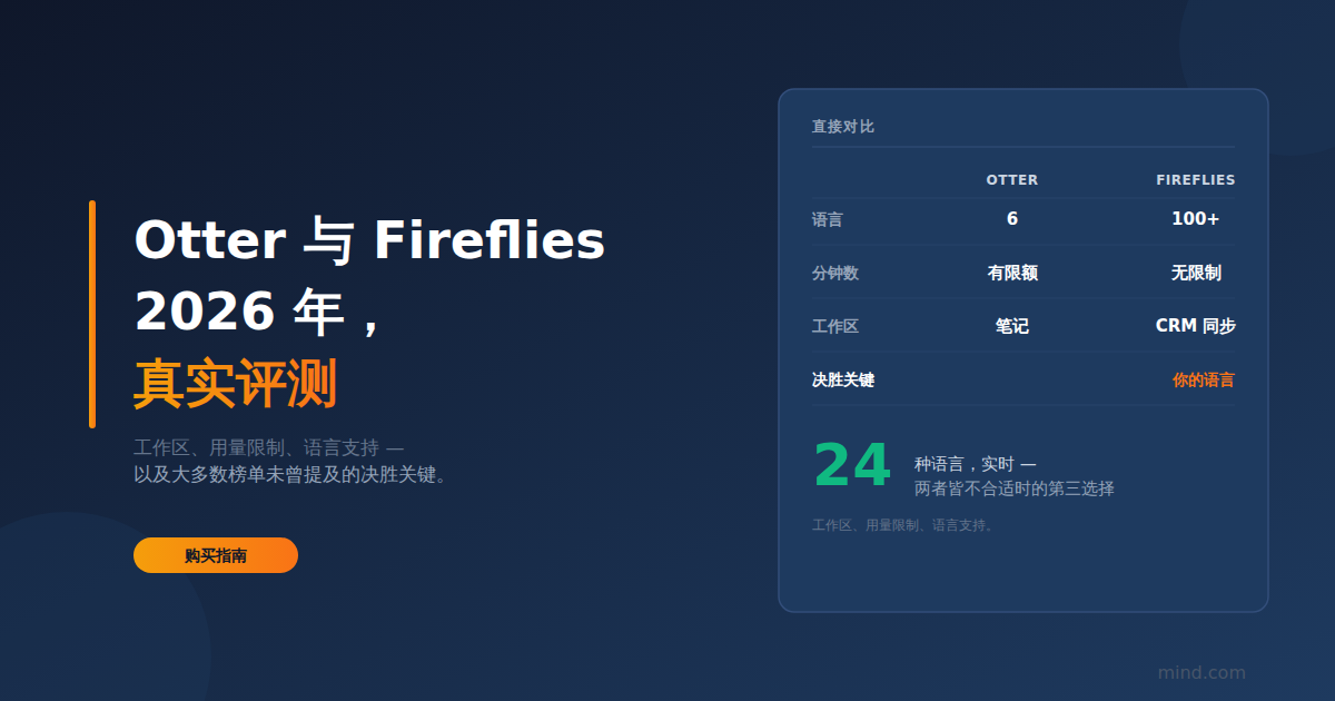 Otter 与 Fireflies (2026)：哪款 AI 笔记工具更适合 — 以及何时两者都不适合